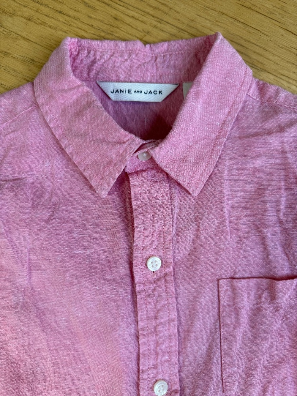 Janie and Jack Boys Pink Long Sleeve Button Down Size 8